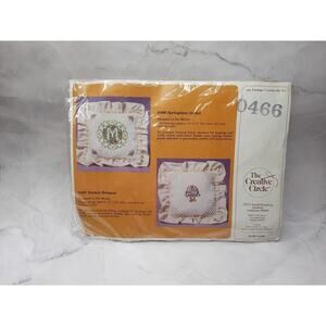 Vtg The Creative Circle Cross Stitch Pillow Sham Kit 0466 Springtime Initial